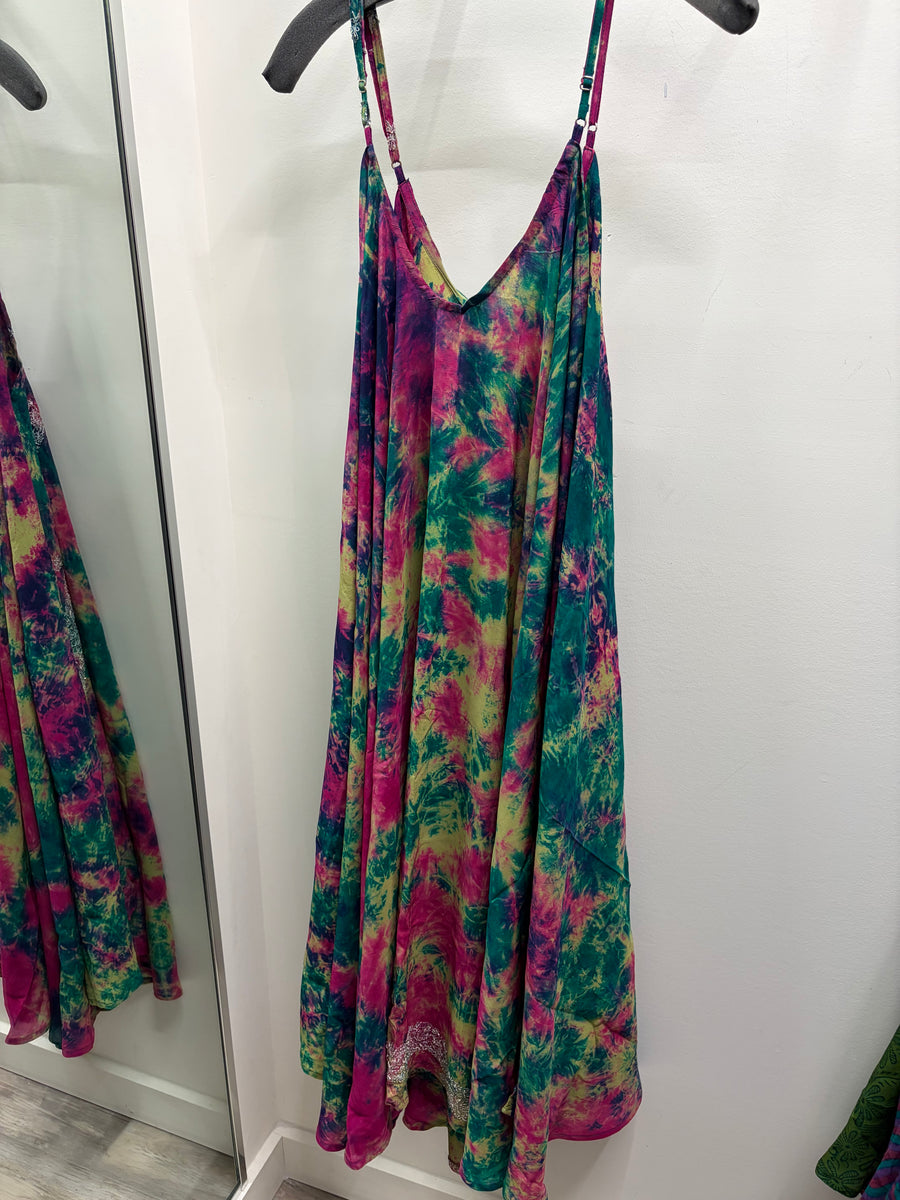 Crepe Sari Moonchild Slip Dress #185 by Kantha Bae
