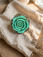 Turquoise Rose Adjustable Ring by Tara Gasparian