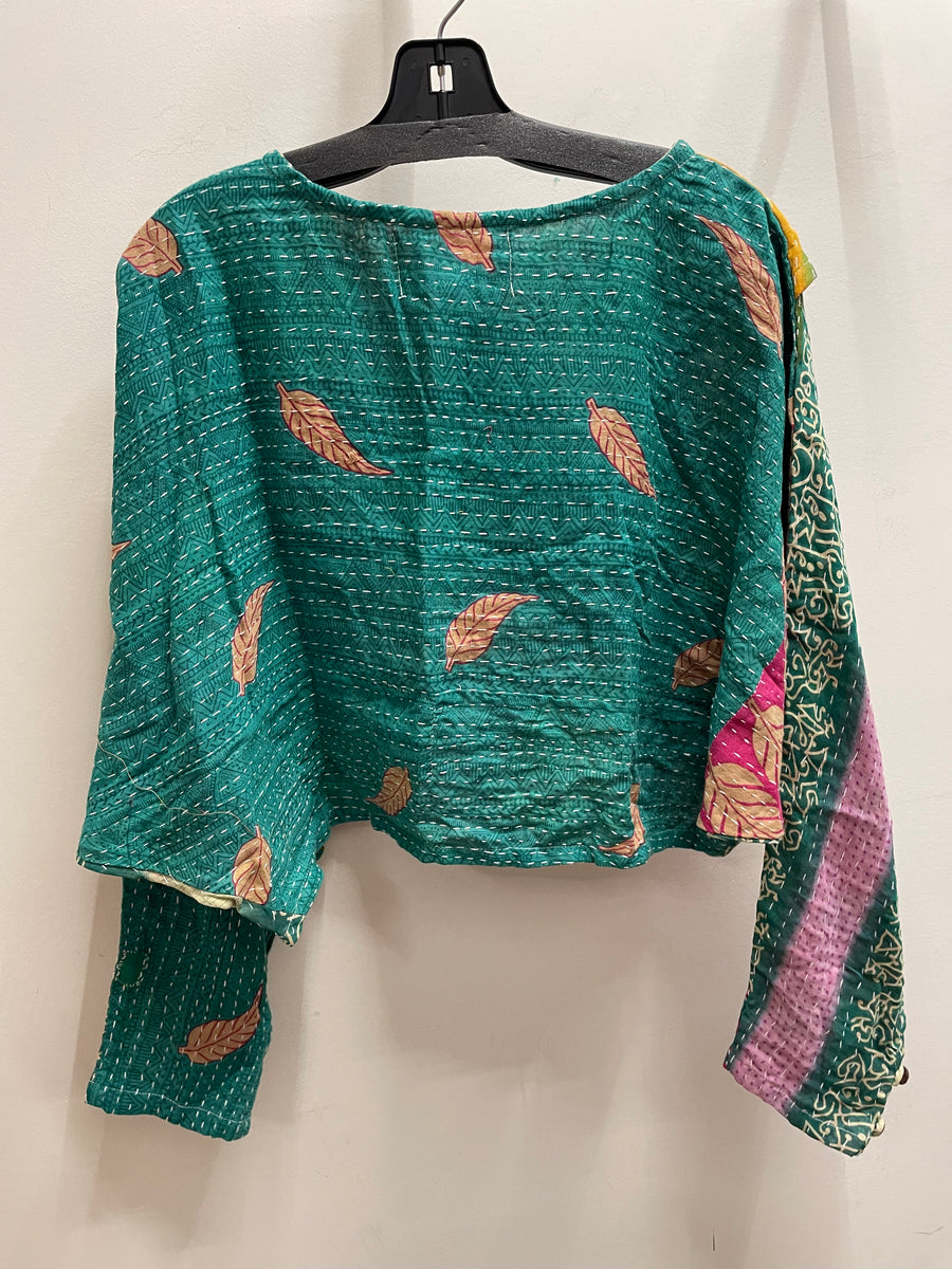 Pareo Kantha In Bloom Cropped Pullover #093 by Kantha Bae