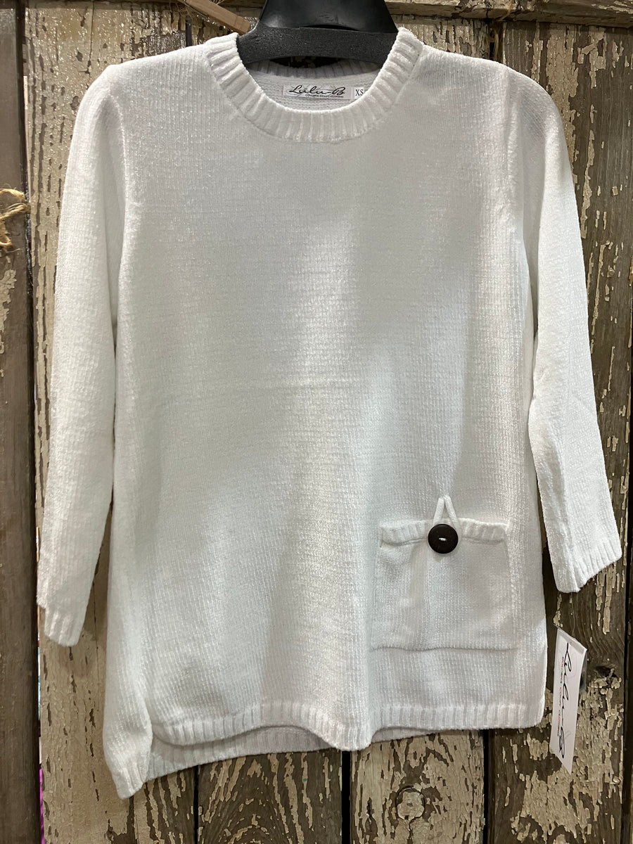 Additional view of 3/4 Sleeve Chenille Sweater by Lulu-B from Robin Boutique.