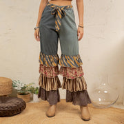 Mixed Print Ruffle Flare Pants by Young Threads Robin Boutique