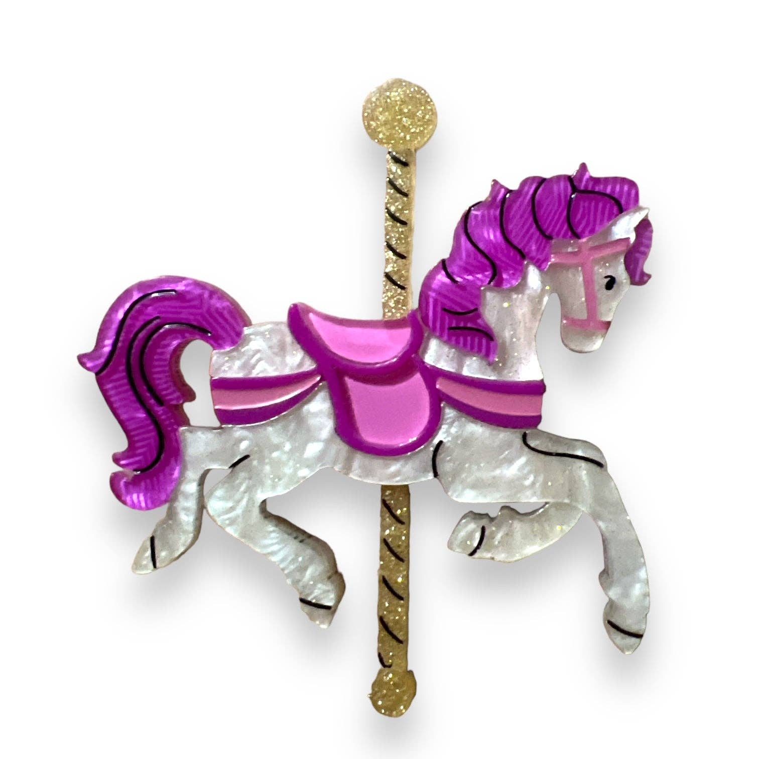 Funfair Carousel Horse Acrylic Brooch by Lipstick & Chrome x Makokot Robin Boutique
