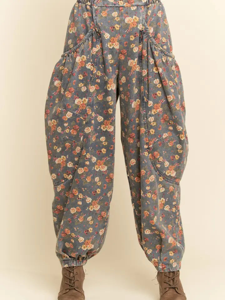 Denim Blue Flower Pants by Davi & Dani