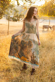 Awakening Bohéme Printed Long Maxi Slip Dress w/ Landscape