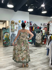 Fleur De Soleil Bohéme Long Maxi Slip Dress w/ Florals