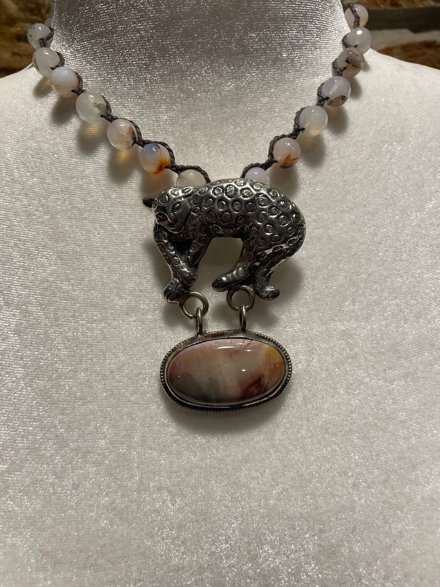 Carved Leopard Short Necklace