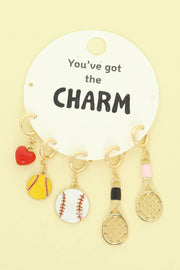Epoxy Heart, Baseball, Softball, and Tennis Racket Charm Set Robin Boutique
