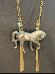 Black Copper Tassel Horse Necklace by Gina