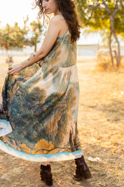 Awakening Bohéme Printed Long Maxi Slip Dress w/ Landscape