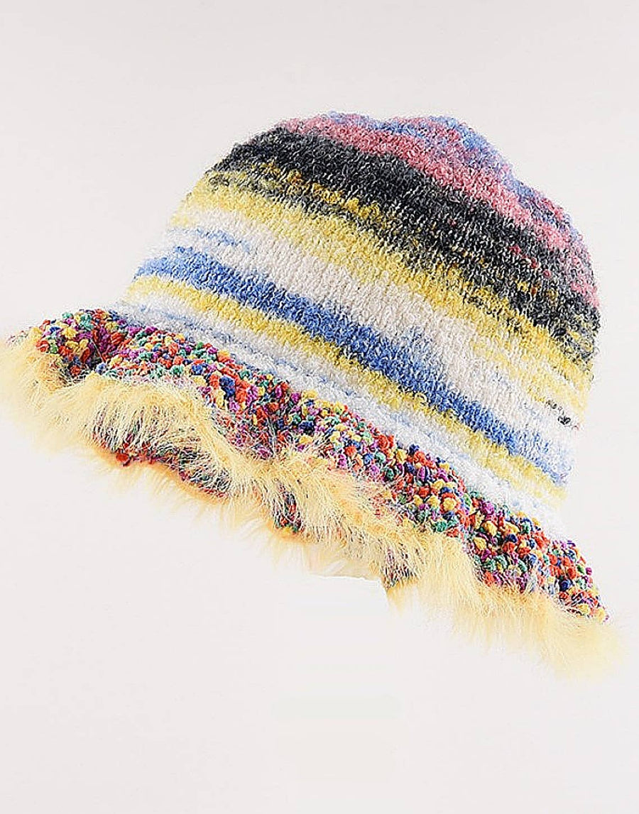 Colorful Mohair-Feel Ruffle Knit Beanie Robin Boutique