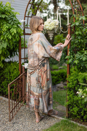 Additional view of Imaginarium Opera Duster Kimono Robe with Moon, long length from Robin Boutique.