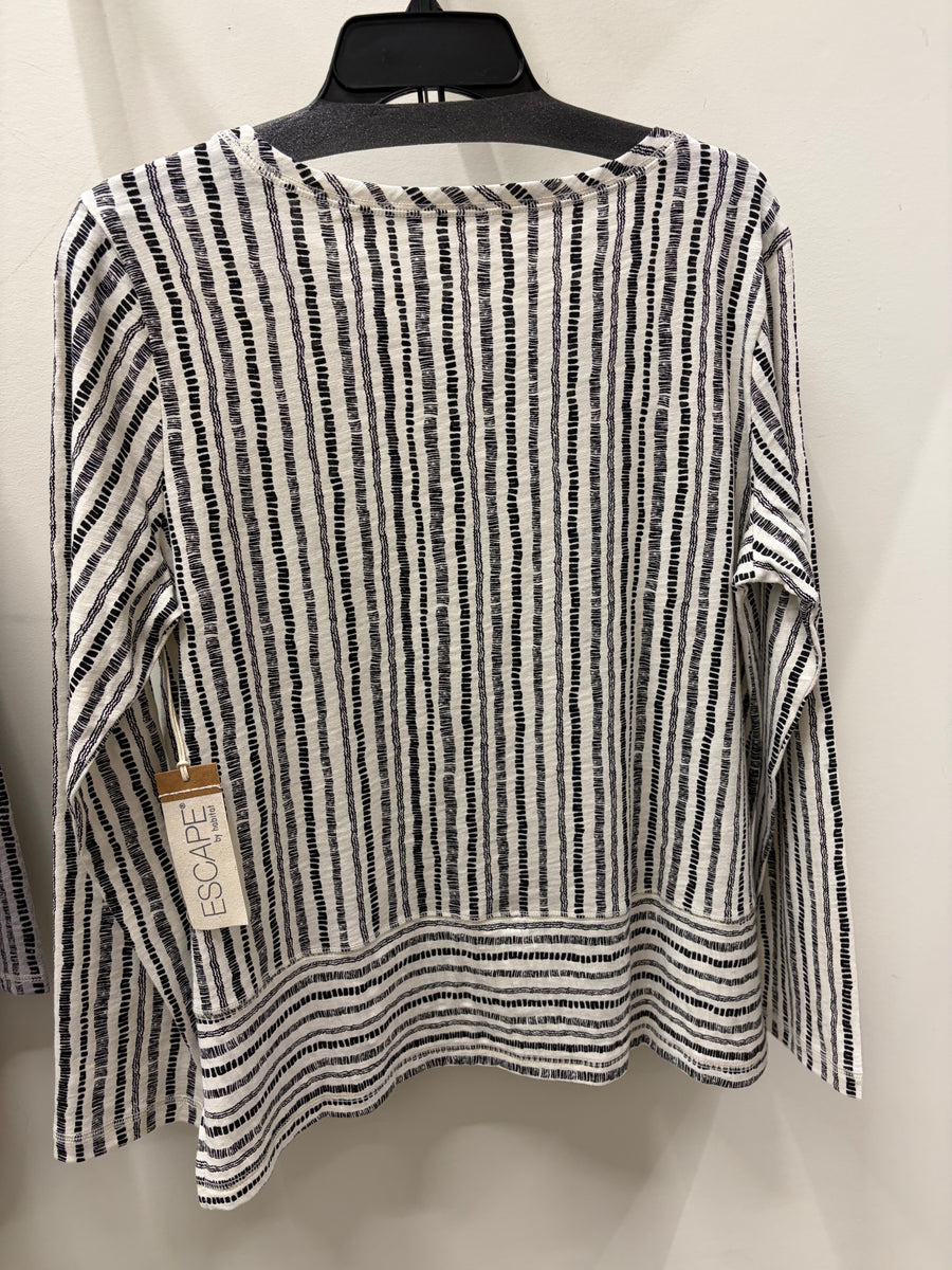 Cotton Slub Easy V Tee in Canyon Stripe by Escape