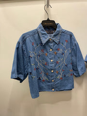 Reworked Denim Crop Button Down #206