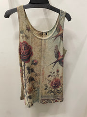 Sparkling Lurex Fabric Tank in Vintage Bird by Origami