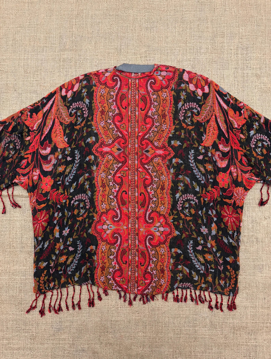 Reversible Tapestry Fringe Short Jacket