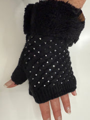 C.C. Beanie Rhinestone Fingerless Gloves Robin Boutique