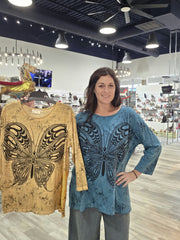 Driftwood Day Tee in Butterfly Print by Paper Lace