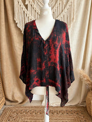Crepe Sari Hi Lo Butterfly Top #084 by Kantha Bae
