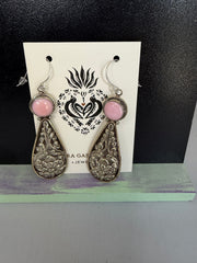 Pink Shell Filigree Drop Earrings by Tara Gasparian