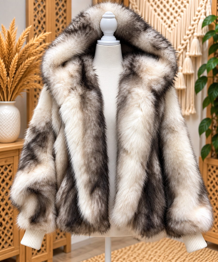 Winter Whisper Hooded Faux Fur Jacket By Azalea Wang