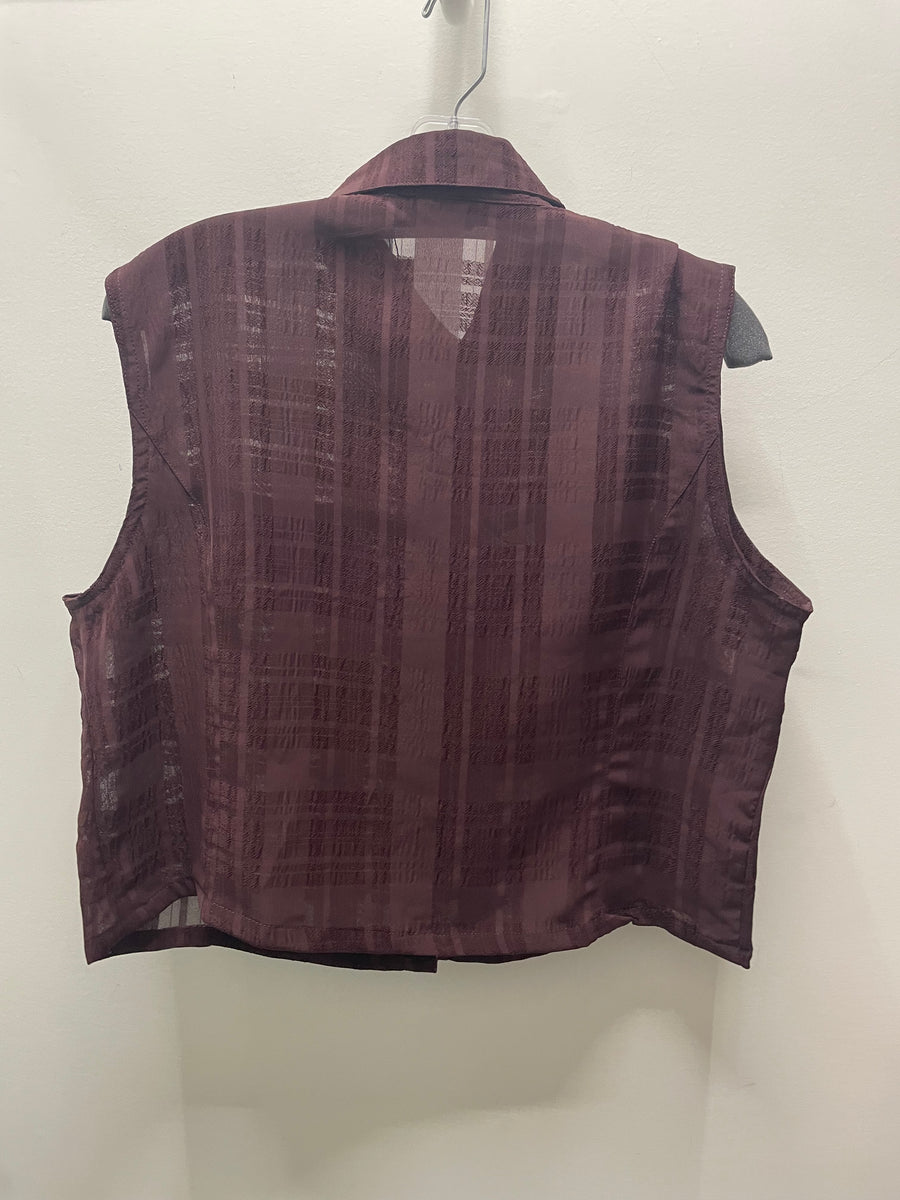 Reworked Sleeveless Flowy Crop Button Down #01