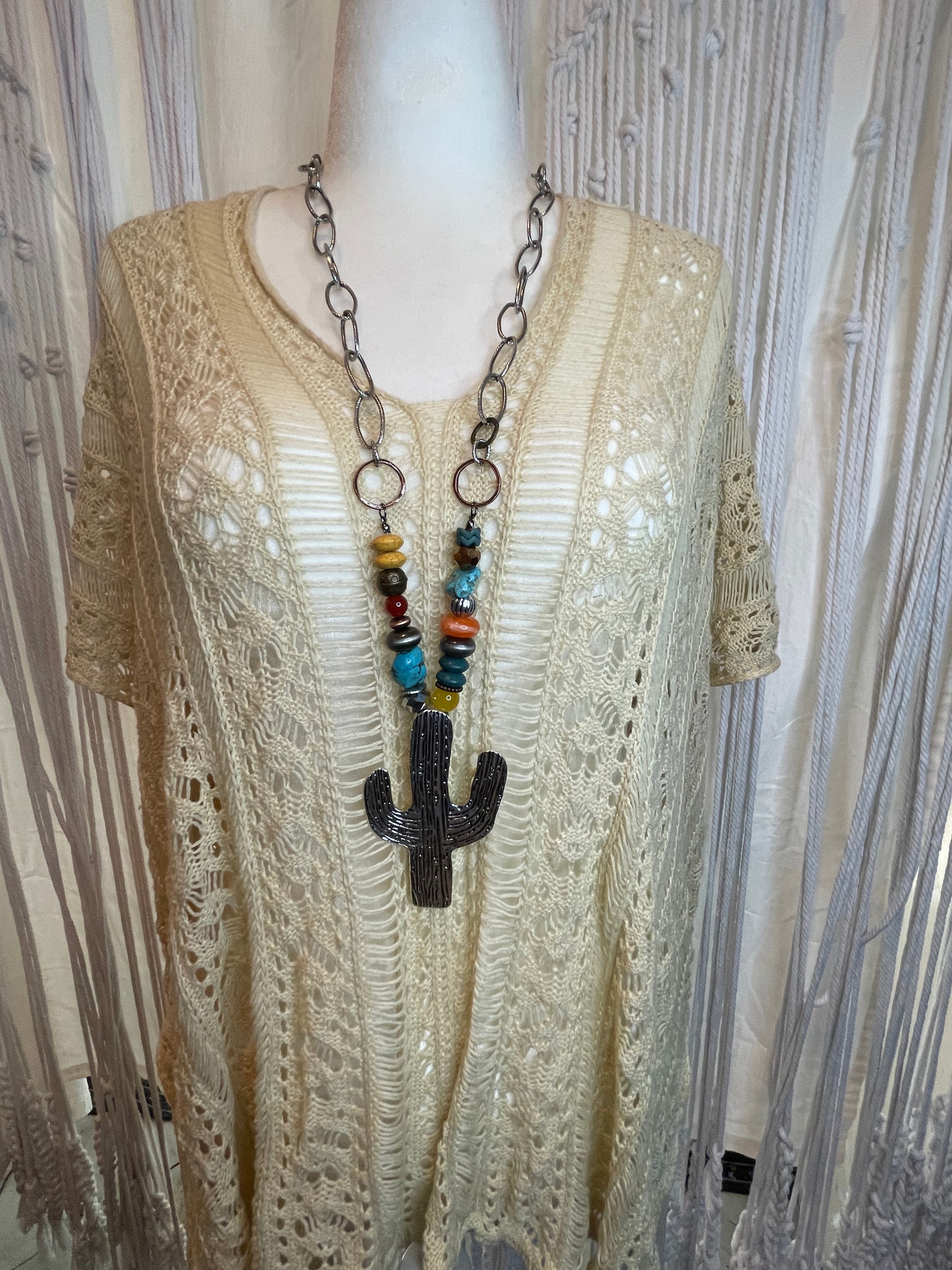 Beaded Cactus Necklace