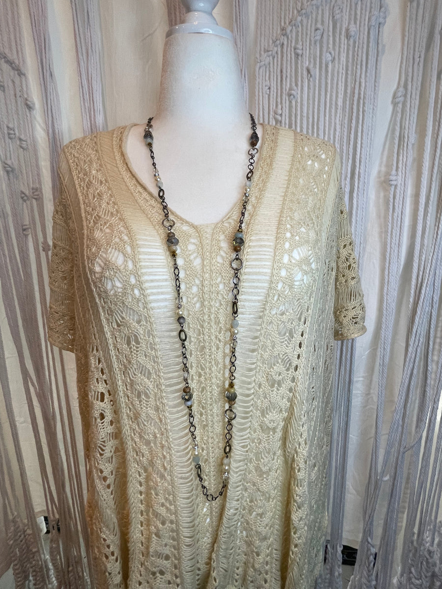 Loops, Chain, and Beads Long Layering Necklace