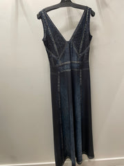 Maxi Low V Dress in Illusion Denim by IPNG Design