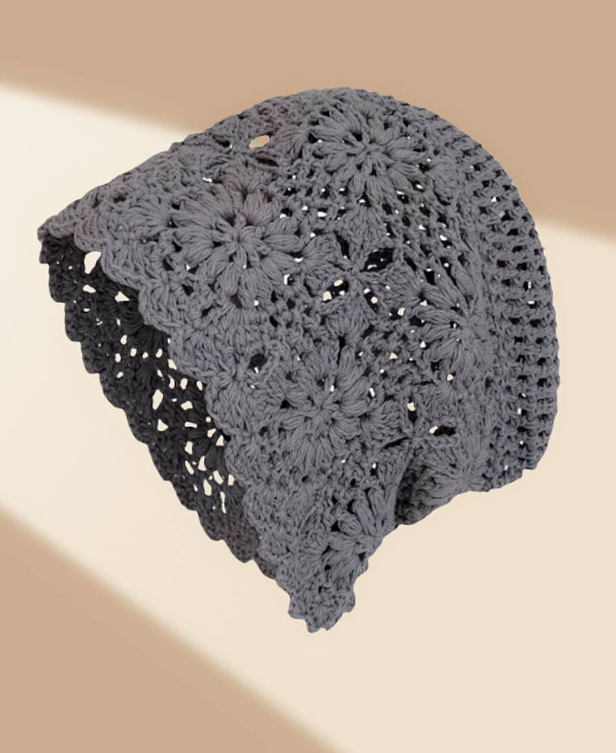 Hand-Crocheted Vintage Slouchy Beanie with Floral Design
