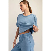 Mineral Washed Cropped Short Sleeve Tee by Rae Mode