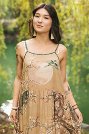 Additional view of Fable Bohéme Long Maxi Slip Dress with Blossoms, Deer & Moon from Robin Boutique.