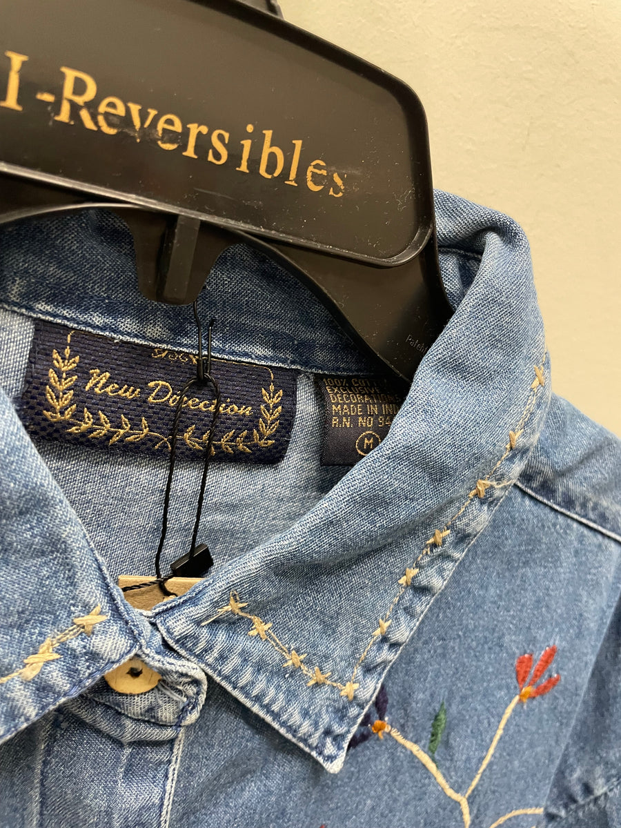 Reworked Denim Crop Button Down #206