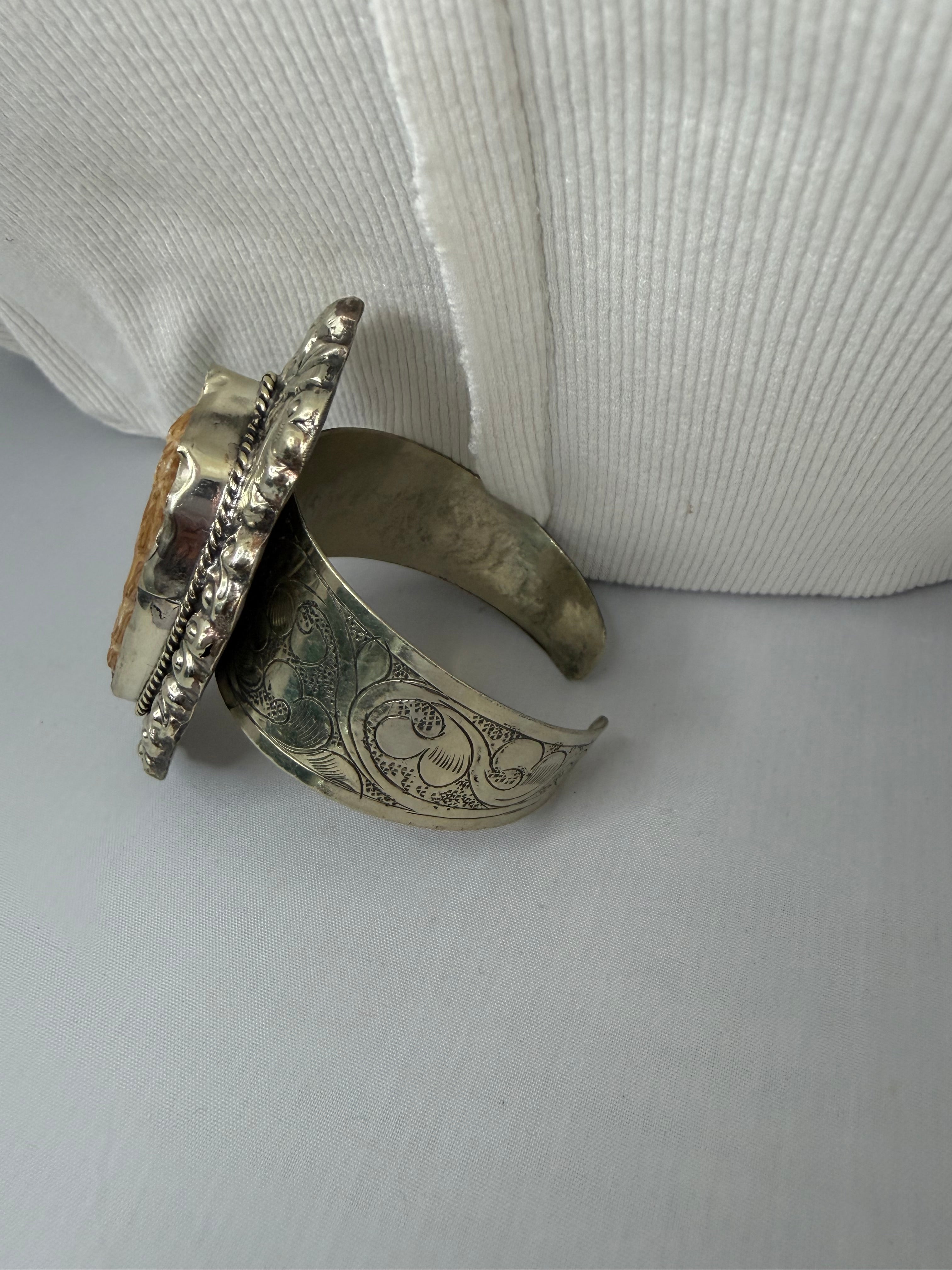 Earth Song Cuff Bone Carved Bracelet