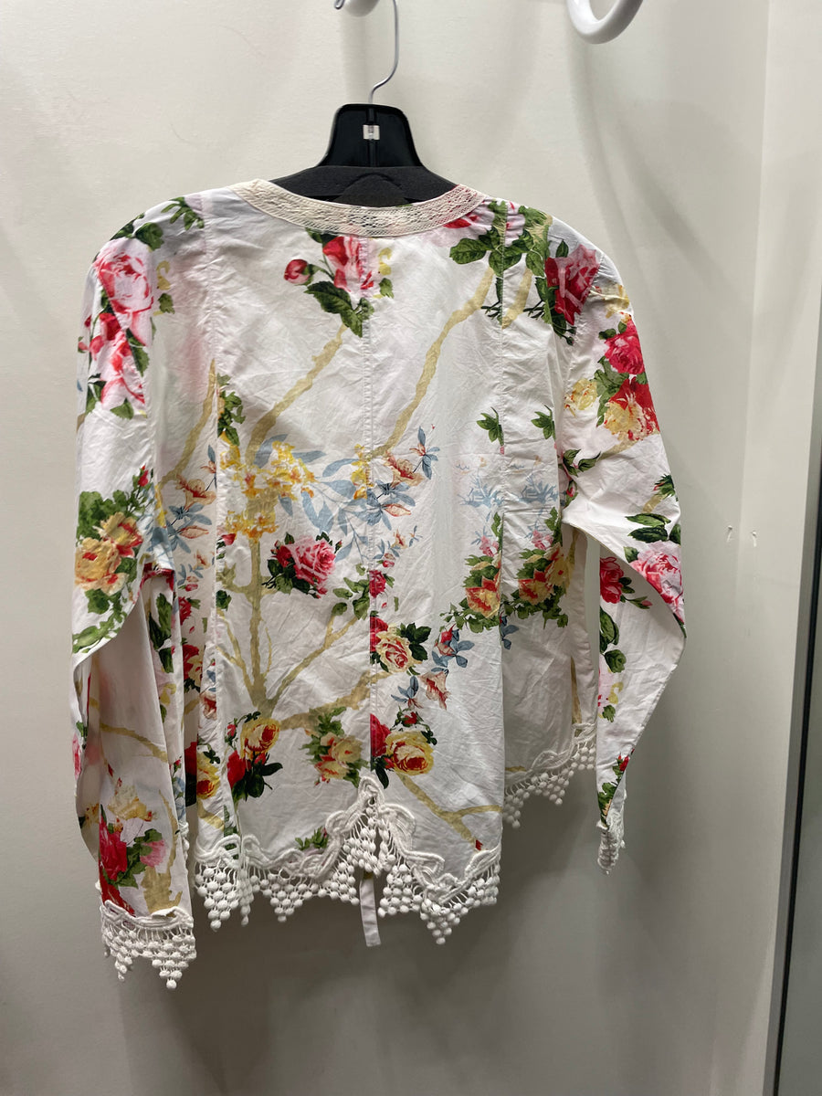 Linen Floral Hem Detail Shrug by Paper Lace