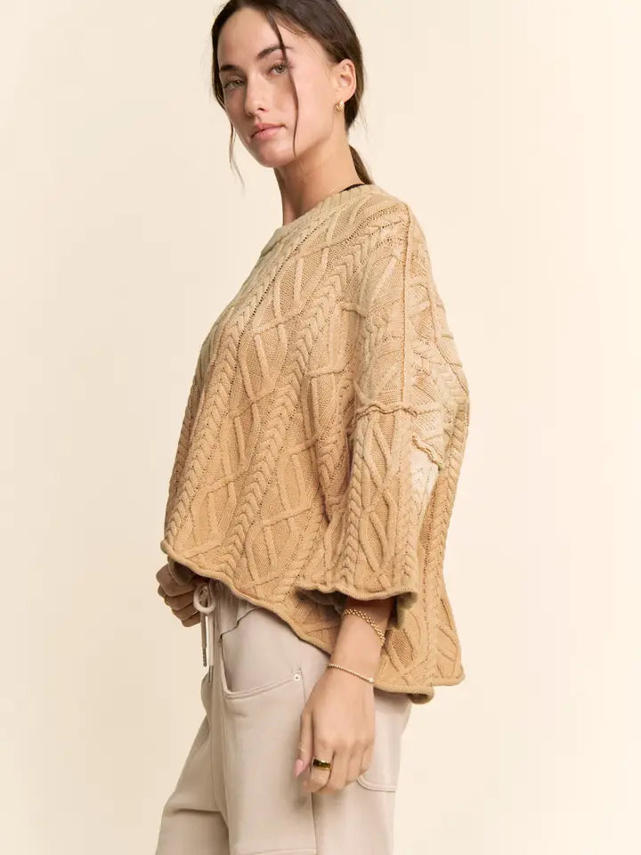 Ombre Oversized Cable Sweater by Davi & Dani