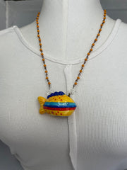 Yellow Stripe Fish Necklace by Gina