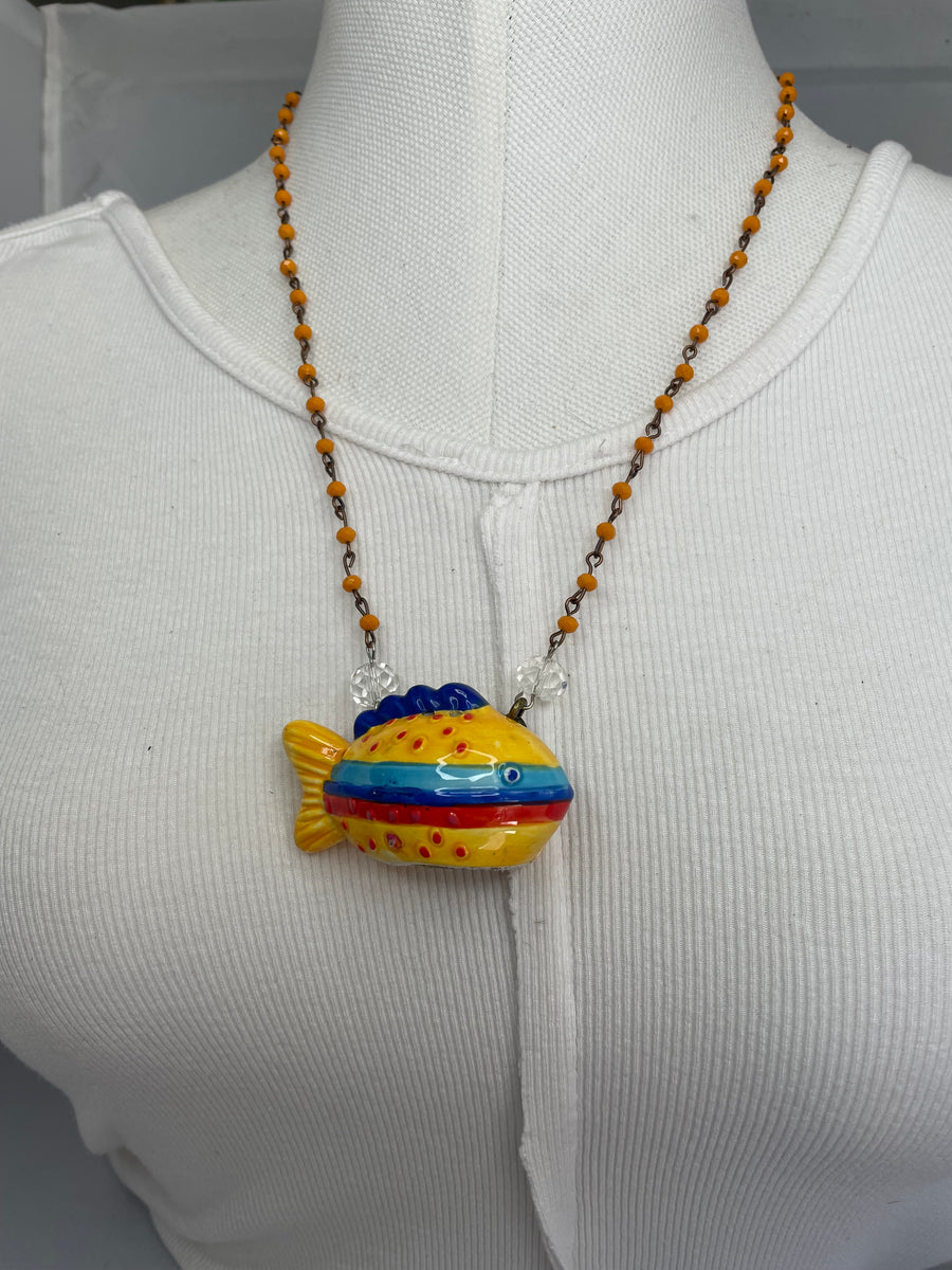 Yellow Stripe Fish Necklace by Gina
