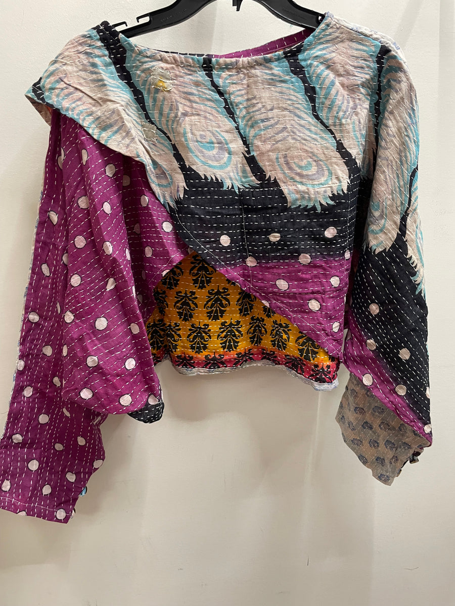 Pareo Kantha In Bloom Cropped Pullover #032 by Kantha Bae