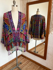 Embroidered Reversible Tapestry Fringe Short Jacket