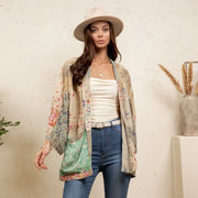 Overdyed Texture Mixed Print Kimono by Young Threads