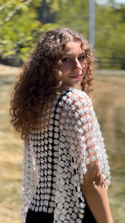 Lace Poncho with All Over Pearls by EllyNDale