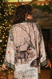 Winter Wish Christmas Plaid Bamboo Kimono Cardigan with Belt
