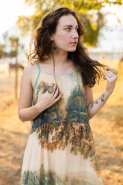 Awakening Bohéme Printed Long Maxi Slip Dress w/ Landscape