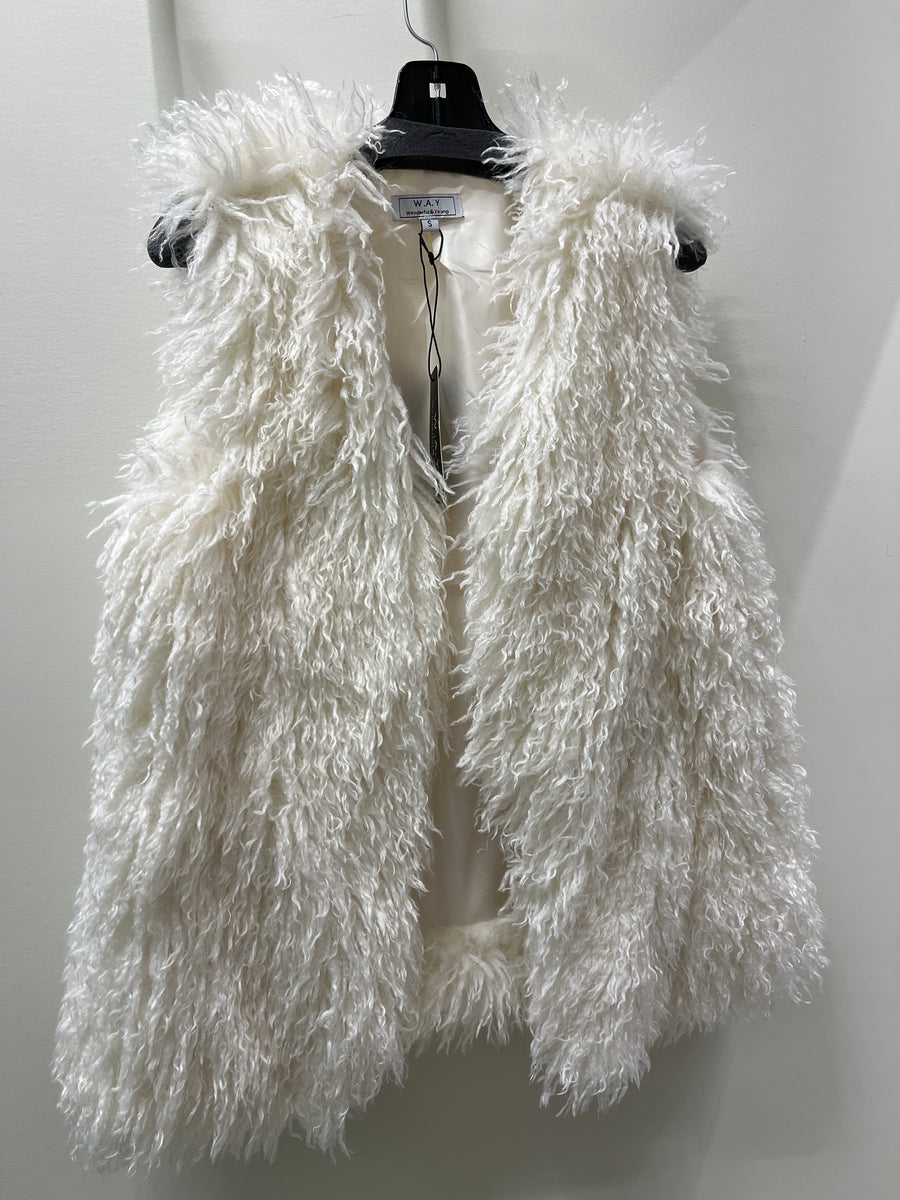 Mongolian Fur Vest in Orange