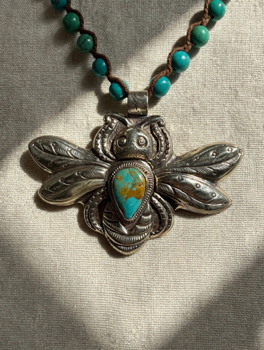 Turquoise Winged Bee Necklace by Tara Gasparian