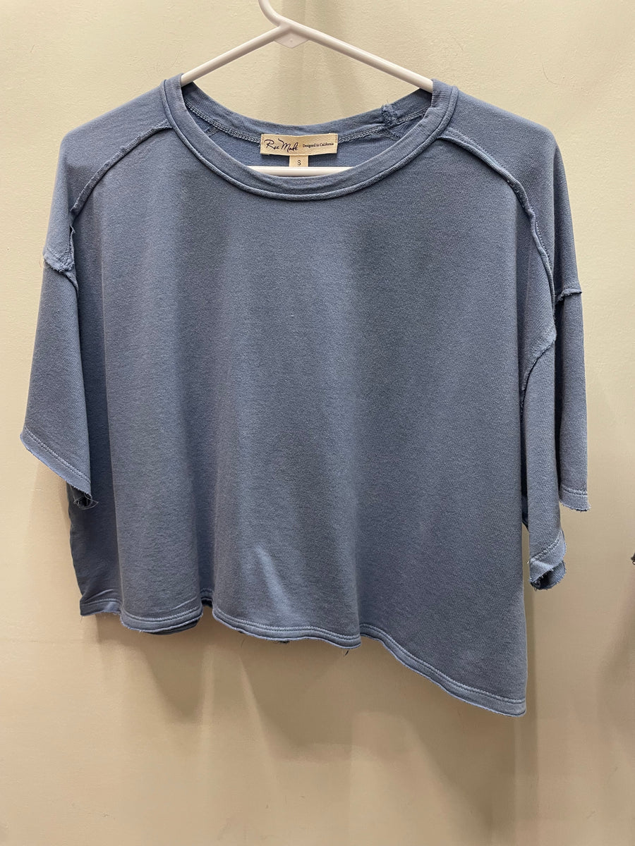 Mineral Washed Cropped Short Sleeve Tee by Rae Mode