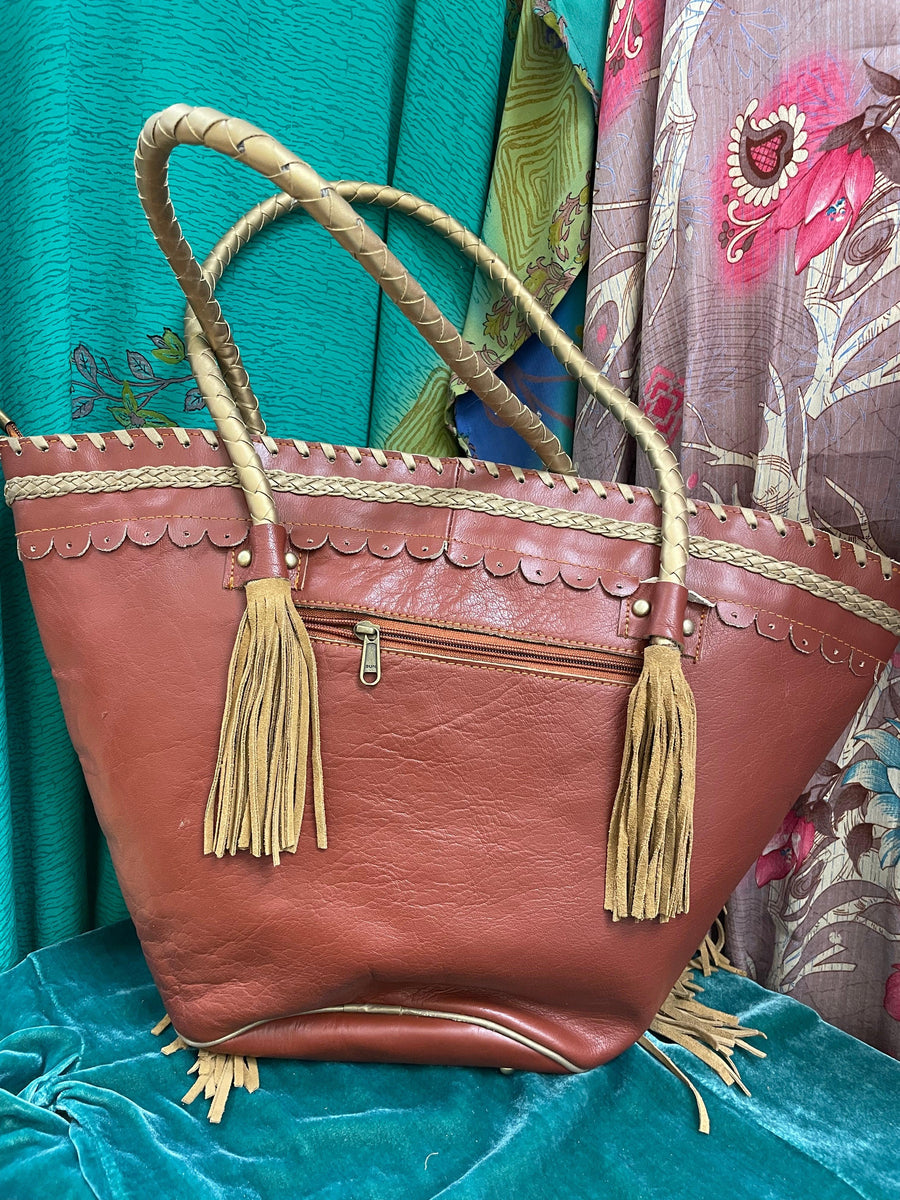 Upcycled Embroidered Market Studded Tote by Kantha Bae - Robin Boutique-Boutique 