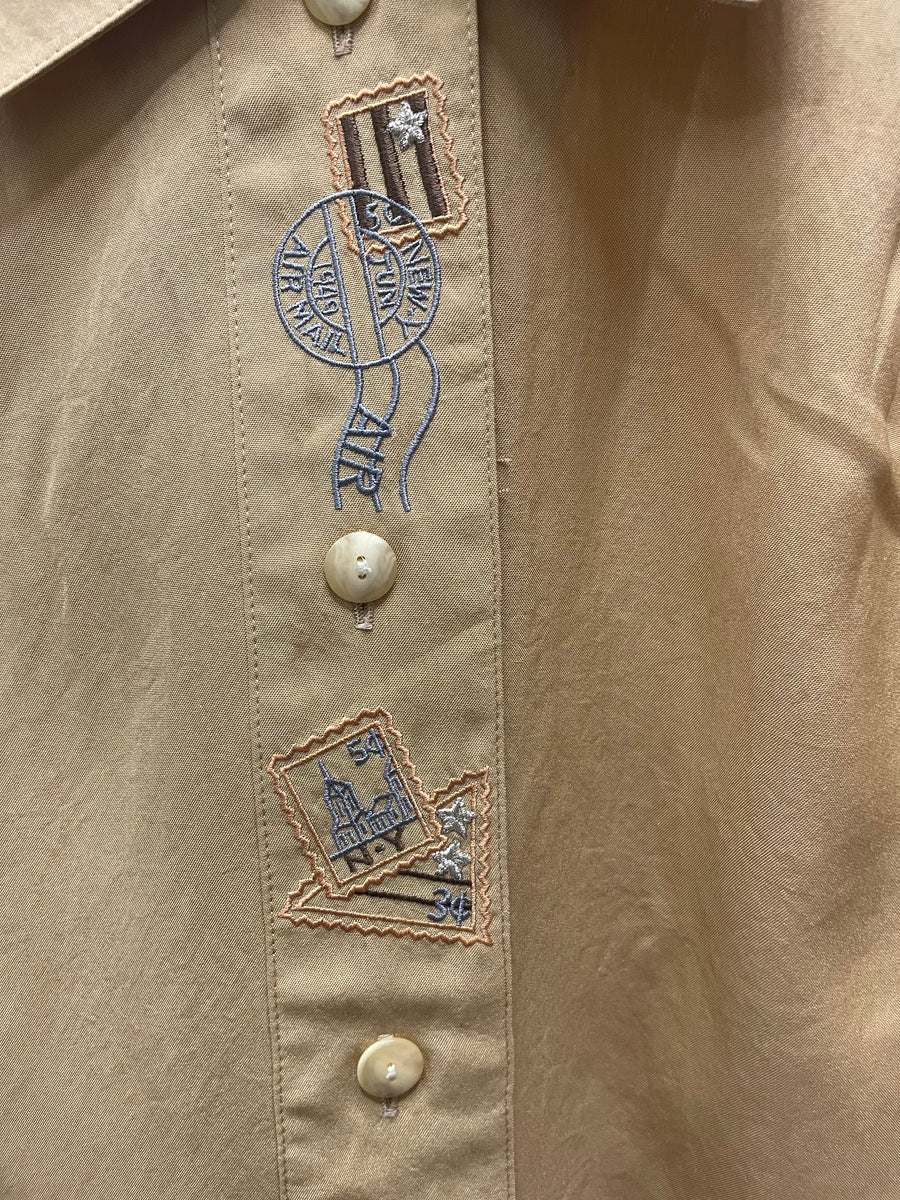 Reworked Sleeveless Flowy Crop Button Down #07