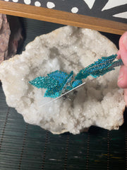 Dangling 5 Leaf Handmade Beaded Earrings