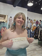 Strapless Ruffled Blouse in Ocean by IPNG Design